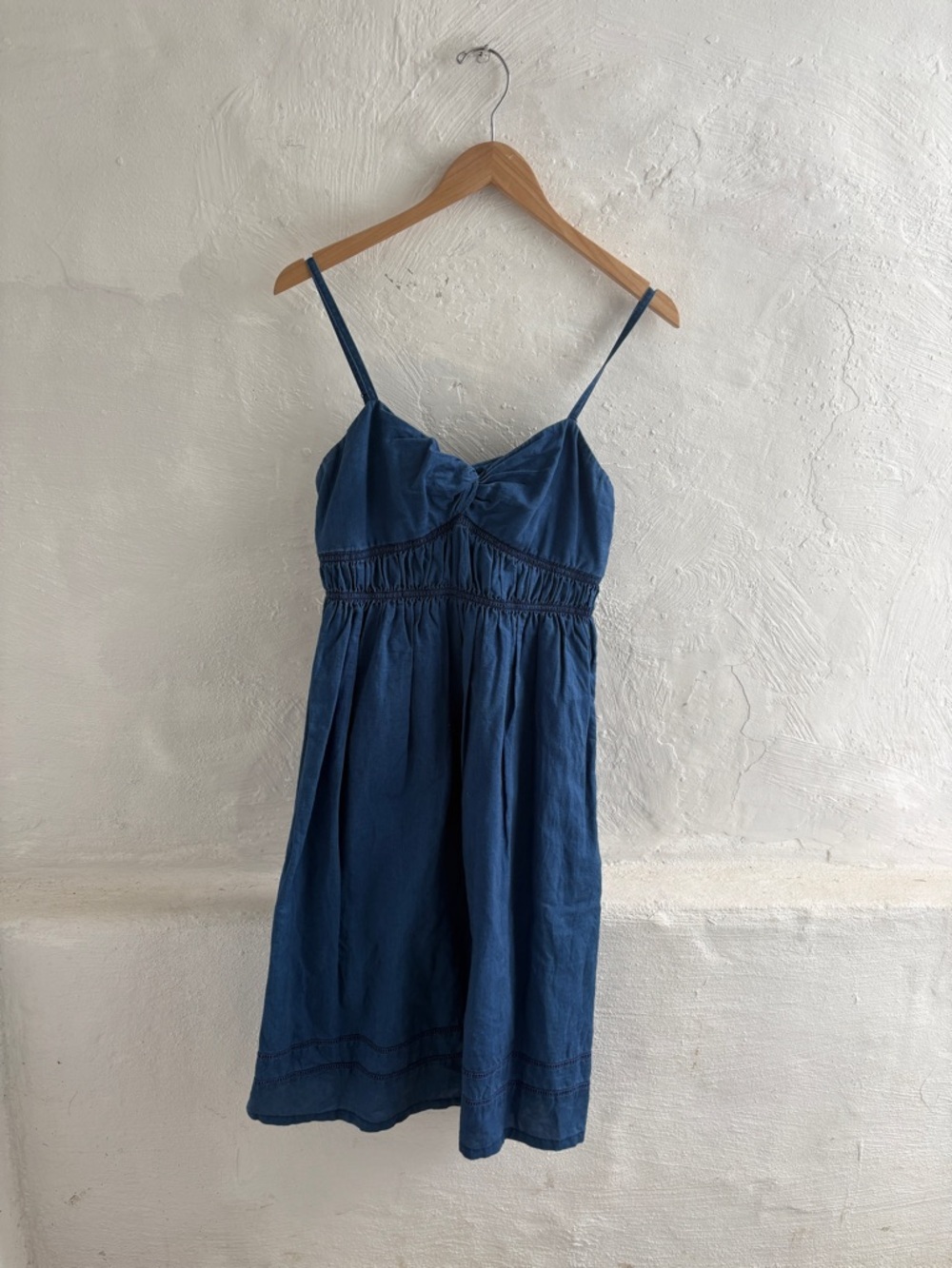 J.Crew linen/cotton blend Smocked Twist-Front Sun Dress